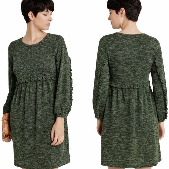 Anthropologie Dresses & Skirts - Anthropologie RO +‎ DE Stella L/S Ruffled Sweater Knit Dress Plus Sz 1X NWT CR60